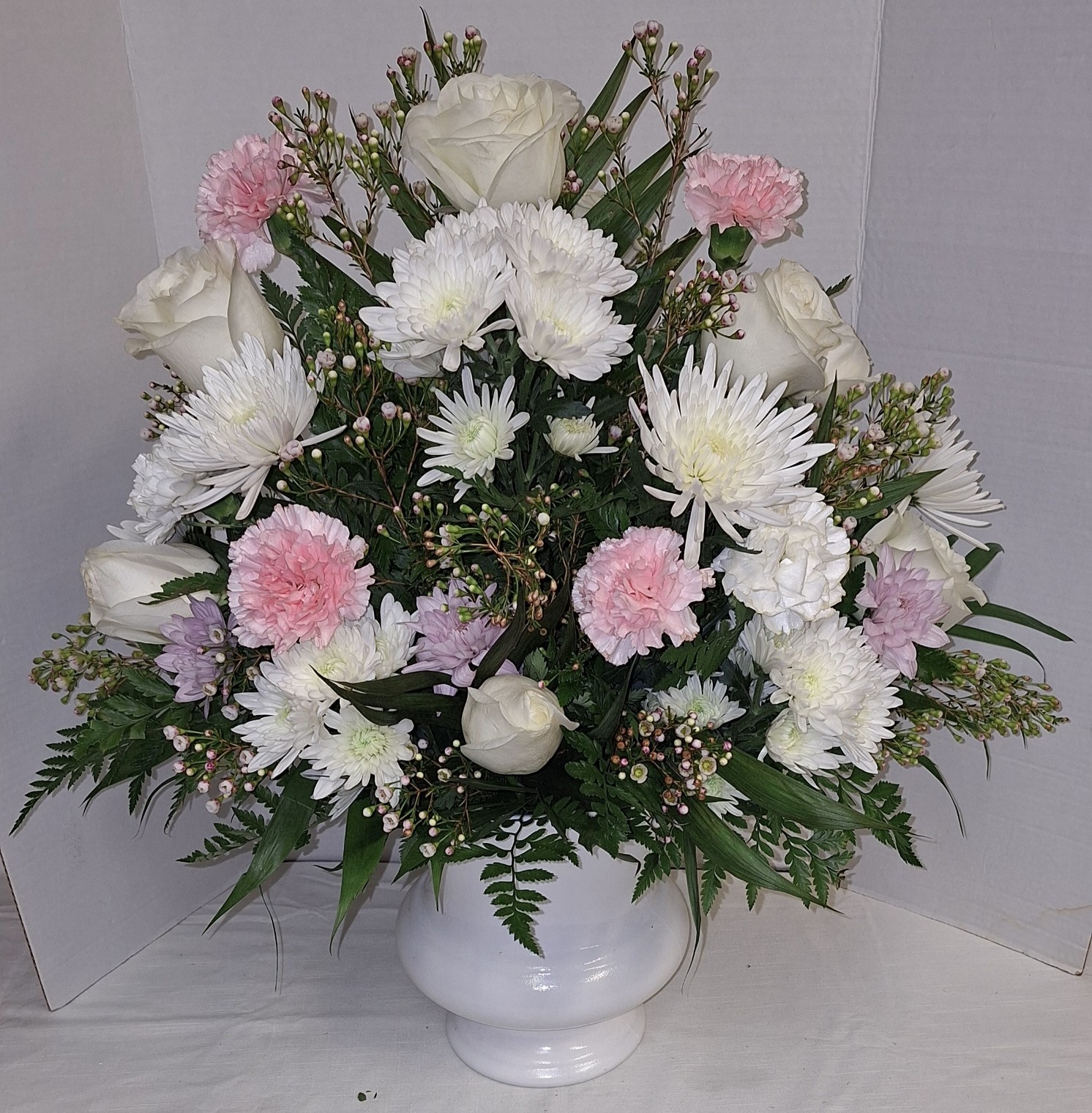 "Blushing Blossoms" Urn Style Arrangement